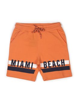 Alan Jones - Terry Knit Knee Length Text Printed Shorts - Orange