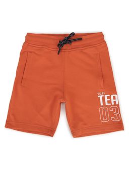 Alan Jones - Terry Knit Knee Length Printed Shorts - Orange