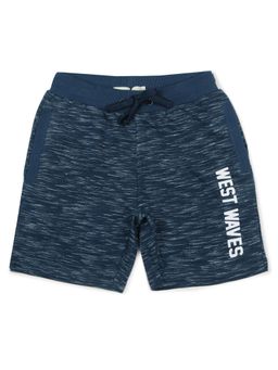 Alan Jones - Terry Knit Knee Length Printed Shorts - Blue
