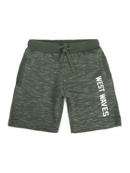 Alan Jones - Terry Knit Knee Length Printed Shorts - Green