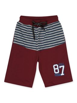 Alan Jones - Terry Knit Knee Length Printed Shorts - Maroon