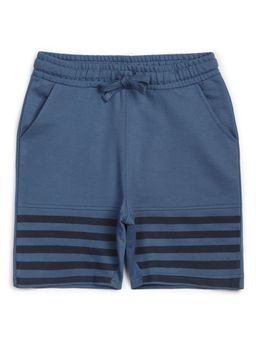 Alan Jones - Terry Knit Knee Length Strips Printed Shorts - Blue