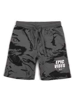 Alan Jones - Terry Knit Knee Length Printed Shorts - Grey