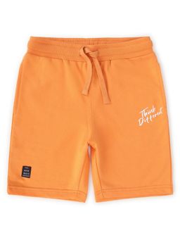 Alan Jones - Terry Knit Knee Length Typography Shorts - Orange