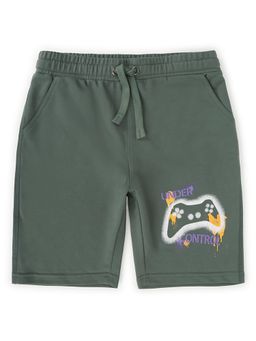 Alan Jones - Terry Knit Knee Length Printed Shorts - Green