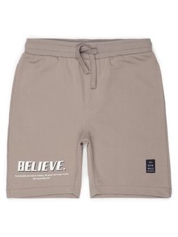 Alan Jones - Terry Knit Knee Length Text Printed Shorts - Grey