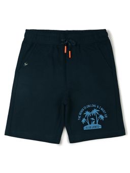 Alan Jones - Terry Knit Knee Length Printed Shorts - Navy Blue