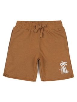 Alan Jones - Terry Knit Knee Length Graphic Shorts - Brown