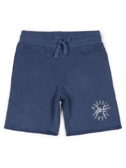 Alan Jones - Terry Knit Knee Length Graphic Shorts - Blue