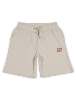 Alan Jones - Waffle Knit Knee Length Solid Coloured Shorts - Beige