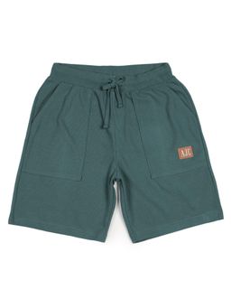 Alan Jones - Waffle Knit Knee Length Solid Coloured Shorts - Green