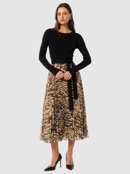Forever New - Bree Print Hem Knitted Dress with Belt