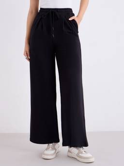 Styli - Women Black Solid Mid Rise Full Length Pant