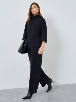 Styli - Women Black Solid High Neck Co Ord Set
