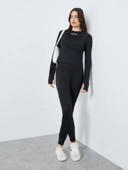 Styli - Women Black Typography Round Neck Full Sleeves Co Ord Set