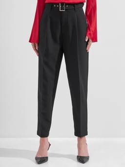 TOKYO TALKIES - Women Black High Rise Relaxed Fit Trouser