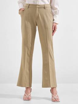 TOKYO TALKIES - Women Beige Bootcut Trouser