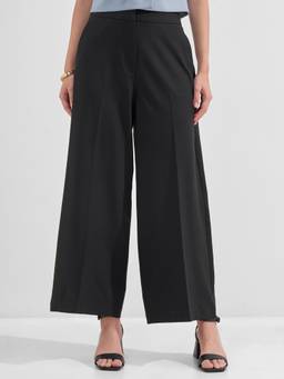 TOKYO TALKIES - Women Black Solid High Rise Relaxed Fit Trouser
