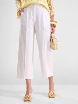 TOKYO TALKIES - Women White Solid High Rise Trouser