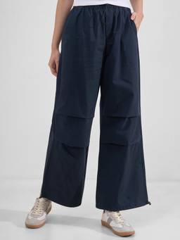 TOKYO TALKIES - Women Navy Blue Formal Double Pleat