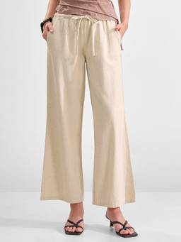 TOKYO TALKIES - Women Beige High Rise Regular Fit Trouser