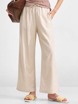TOKYO TALKIES - Women Beige Solid High Rise Trouser