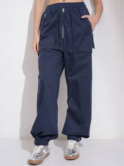 TOKYO TALKIES - Women Loose Fit Pleated Cargo Pant