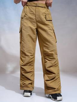TOKYO TALKIES - Women Khaki Cargo Pant With Flap Pockets