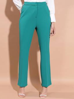 TOKYO TALKIES - Women Mid Rise Flat Front Slim Fit Trouser