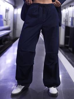 TOKYO TALKIES - Women Cotton Mid Rise Plain Loose Fit Parachute Cargo Pant