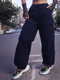 TOKYO TALKIES - Women Cotton Mid Rise Plain Loose Fit Parachute Cargo Pant