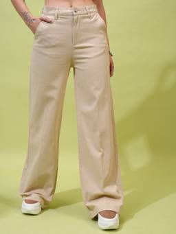 TOKYO TALKIES - Women Beige Loose Fit Trouser