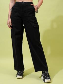 TOKYO TALKIES - Women Black Flared Cargo Pant