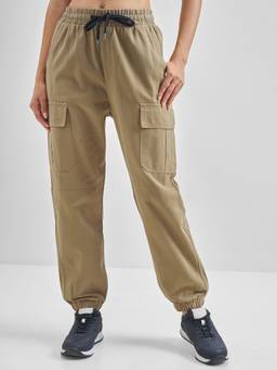 TOKYO TALKIES - Women Brown Cargo Pants Side And Back Patch Pocket