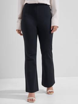 TOKYO TALKIES - Women Black Boot Cut High Rise Trouser