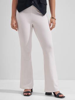 TOKYO TALKIES - Women White Solid Bootcut Trouser