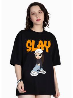 PRONK - Black Women's Oversized Cotton T-Shirt
