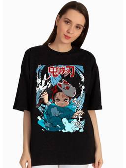 PRONK - Black Women's Oversized Cotton T-Shirt