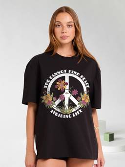 PRONK - Black Women's Oversized Cotton T-Shirt