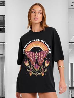 PRONK - Black Women's Oversized Cotton T-Shirt