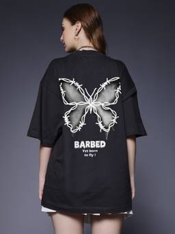 PRONK - Black Women's Oversized Cotton T-Shirt