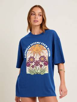 PRONK - Blue Women's Oversized Cotton T-Shirt