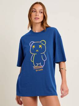 PRONK - Blue Women's Oversized Cotton T-Shirt