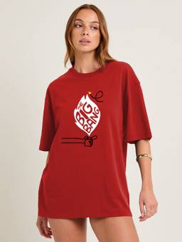 PRONK - Red Women's Oversized Cotton T-Shirt