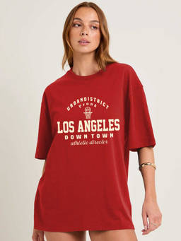 PRONK - Red Women's Oversized Cotton T-Shirt