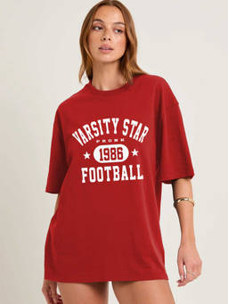 PRONK - Red Women's Oversized Cotton T-Shirt