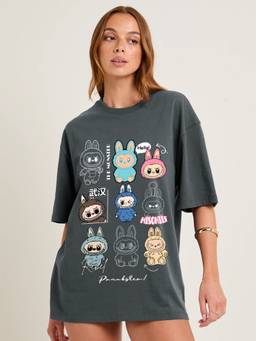 PRONK - Grey Women's Oversized Cotton T-Shirt