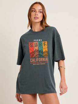 PRONK - Grey Women's Oversized Cotton T-Shirt