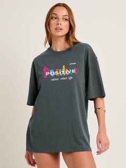 PRONK - Grey Women's Oversized Cotton T-Shirt