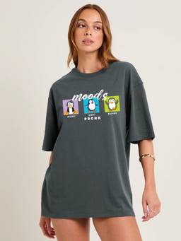 PRONK - Grey Women's Oversized Cotton T-Shirt